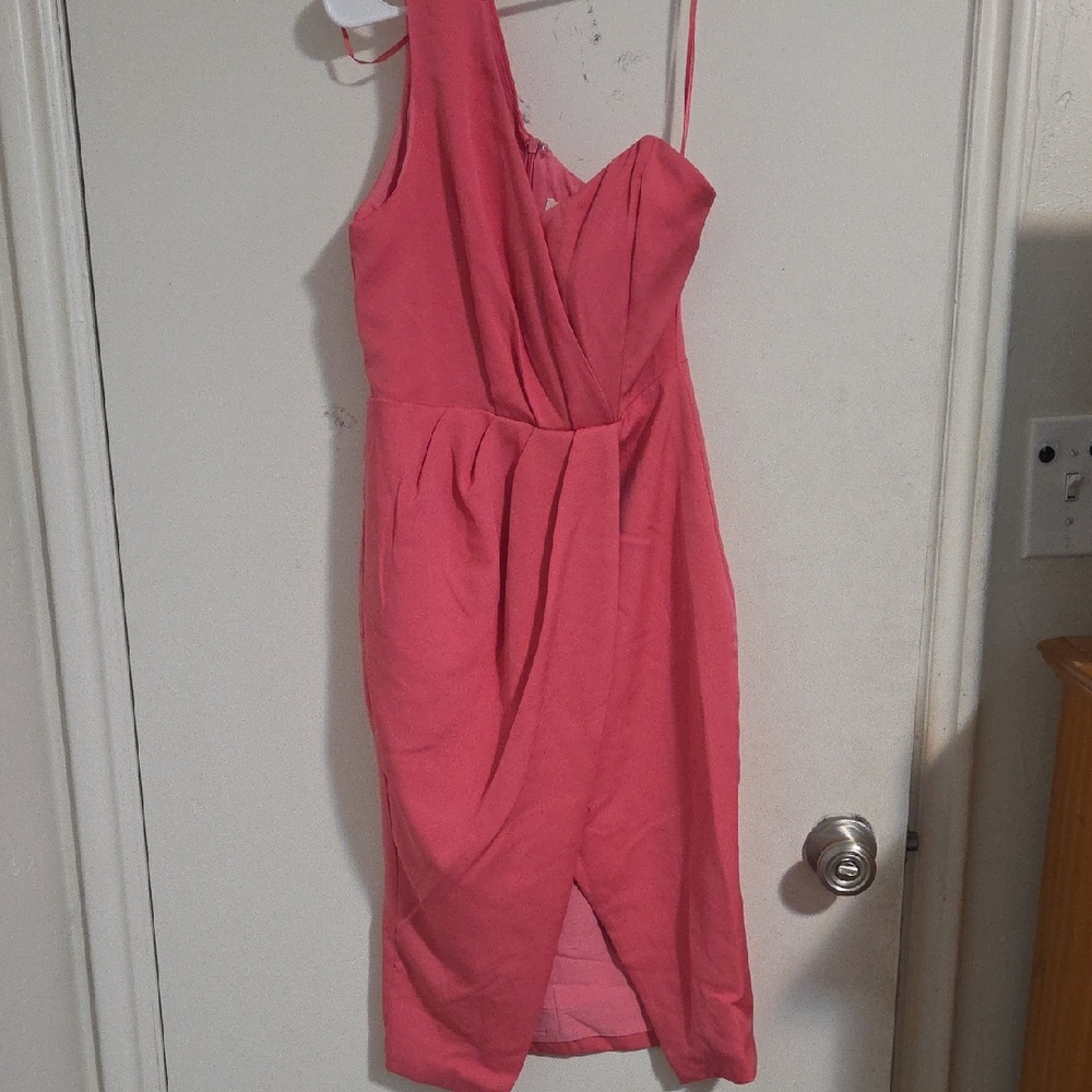 Chic One Shoulder Pink Dress